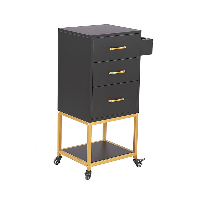 HZ2032 블랙 & 골드 살롱 보관 트롤리 카트