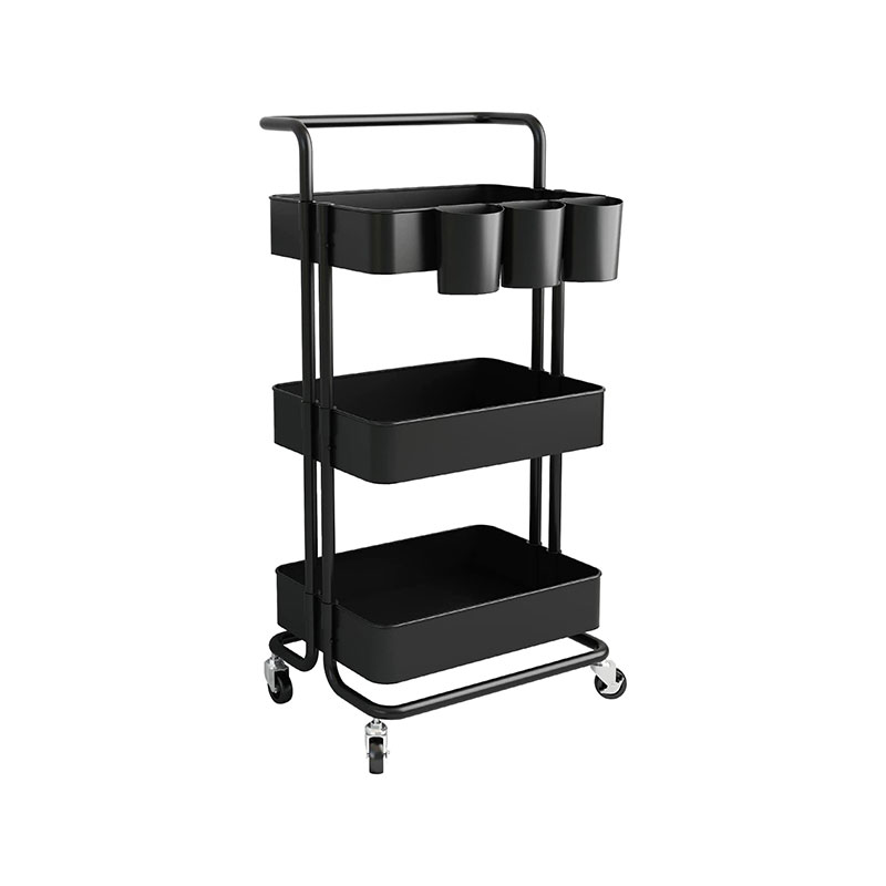 HZ2036 3단 롤링 보관 카트 유틸리티 카트(추가 걸이 컵 포함)