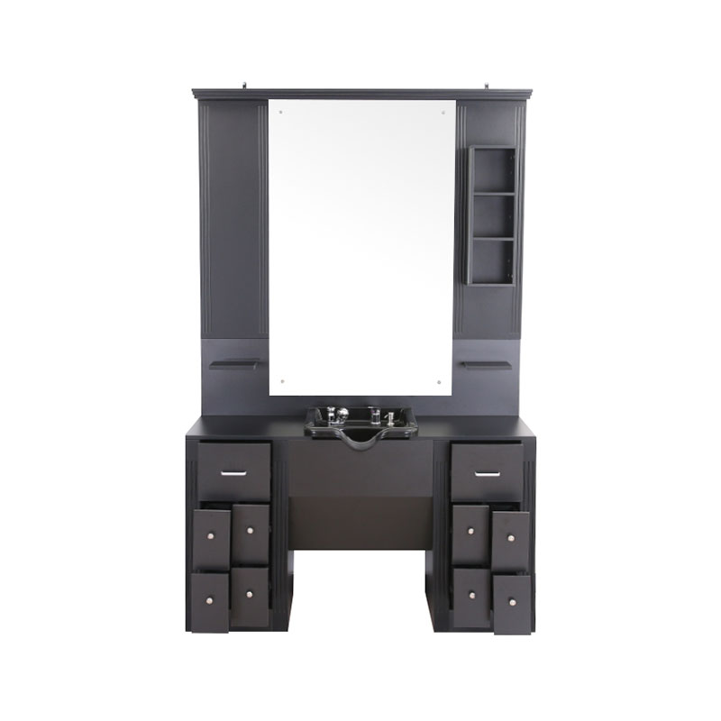HZ2039 조명 캐비닛이 포함된 블랙 대형 화장대