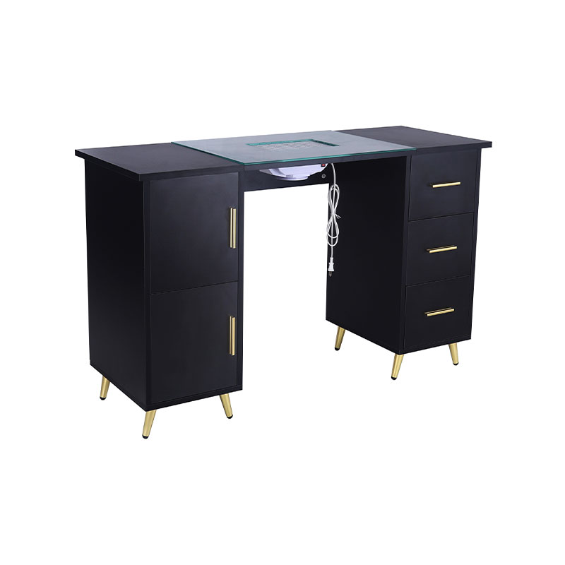 HZ2042PK / HZ2042BK 유리 상판 및 손목 받침대가 있는 네일 테크용 매니큐어 테이블 네일 데스크