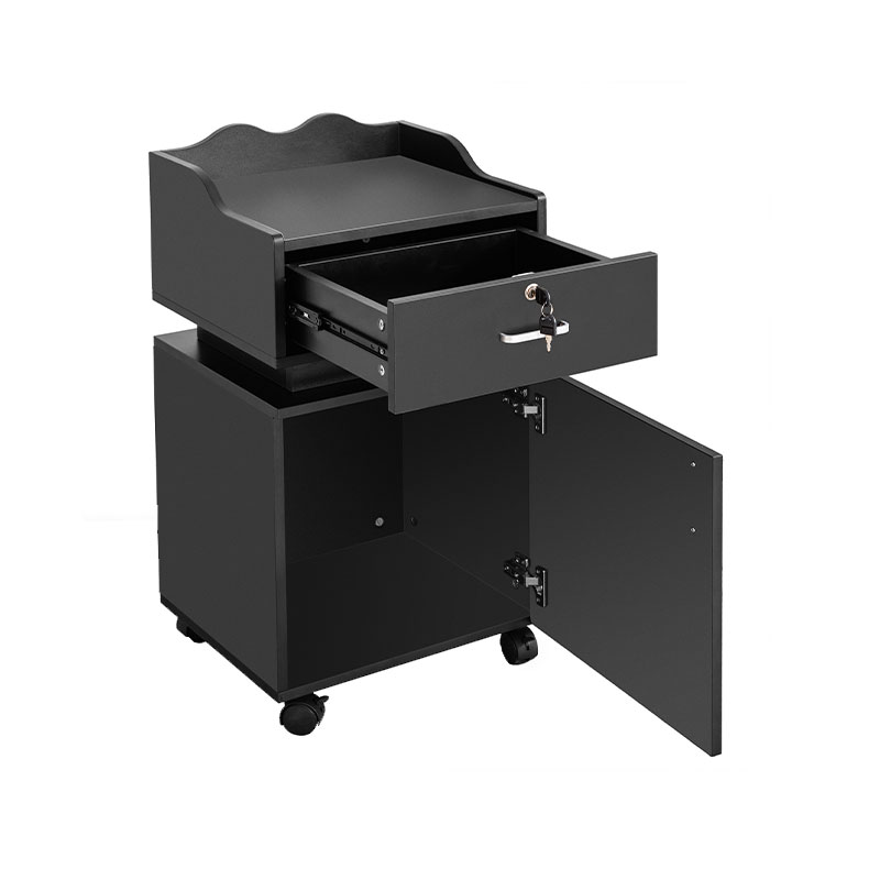 HZ2021 바퀴가 달린 블랙 살롱 스테이션 보관 캐비닛