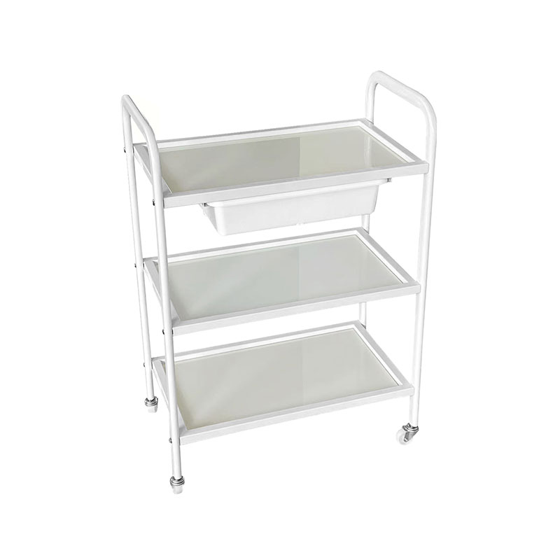 HZ2002BZ / HZ2002Z 롤링 살롱 트롤리 카트, 유리 트레이 및 금속 프레임