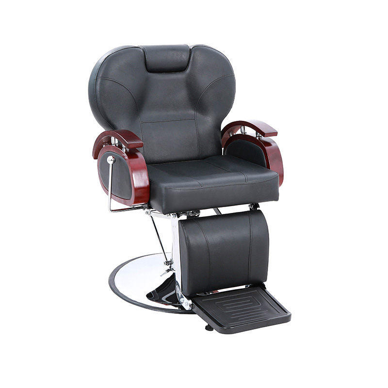 HZ8705B 검정색 목재 난간 유압식 리클라이닝 이발 의자