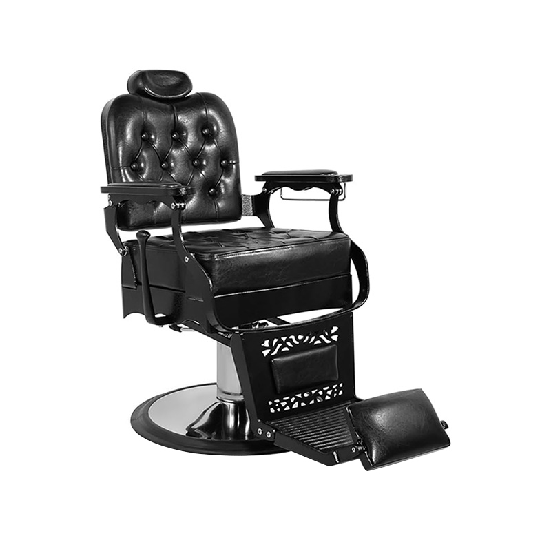 HZ8798 블랙 스퀘어 등받이 버클 빈티지 헤어 살롱 의자