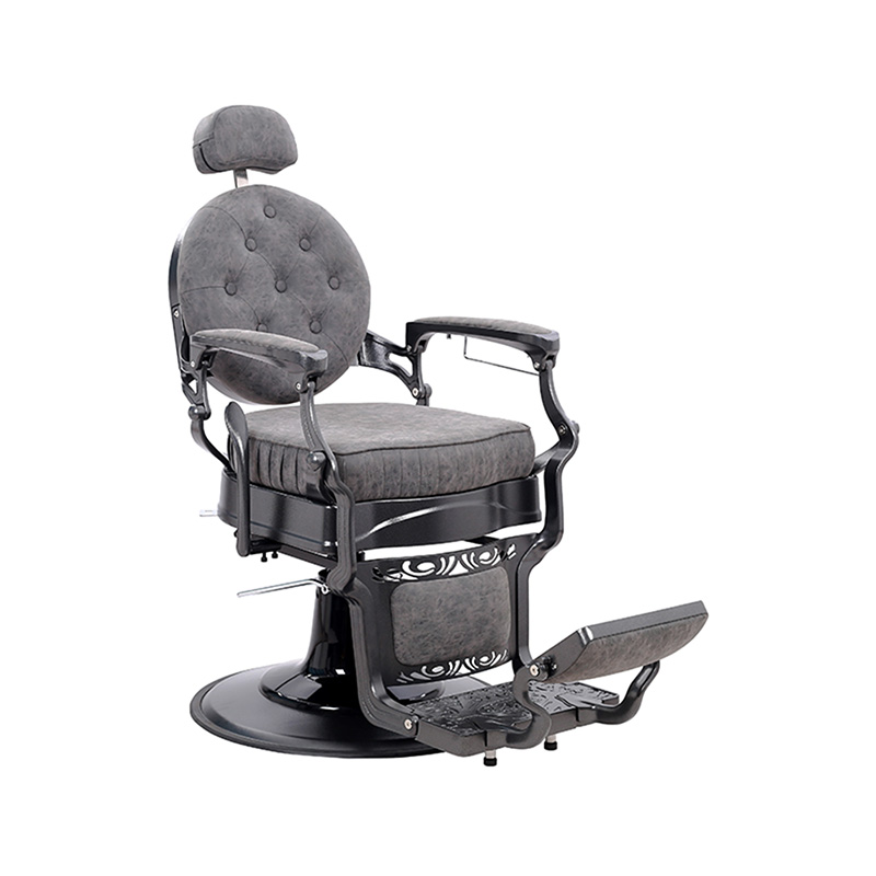 HZ8799M 그레이 사각 쿠션 유압식 복고풍 미용 의자